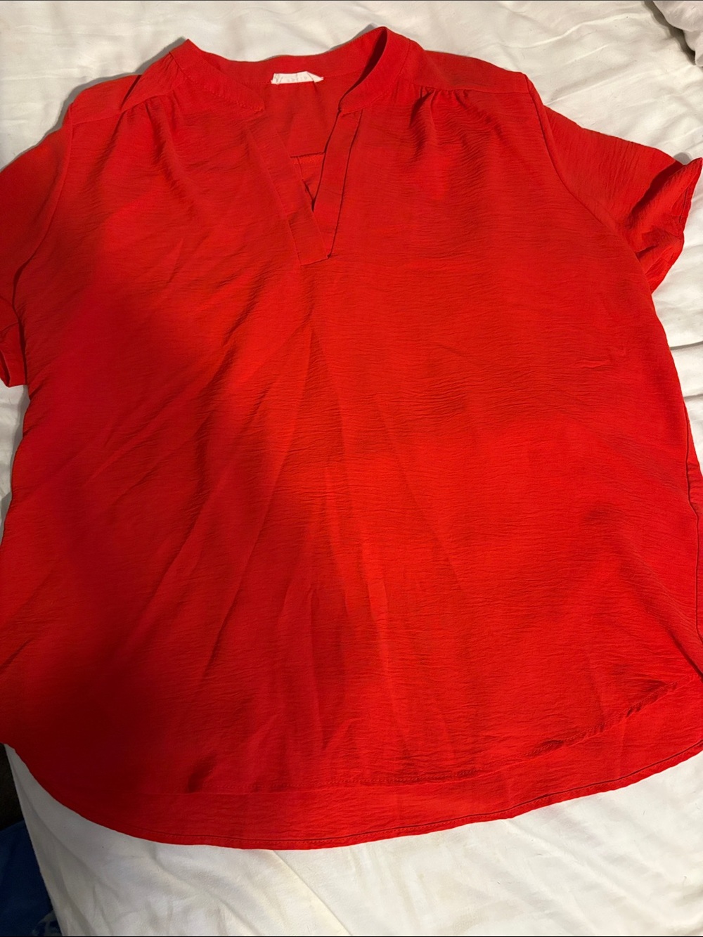 entro Bright Red Split V-Neck Blouse